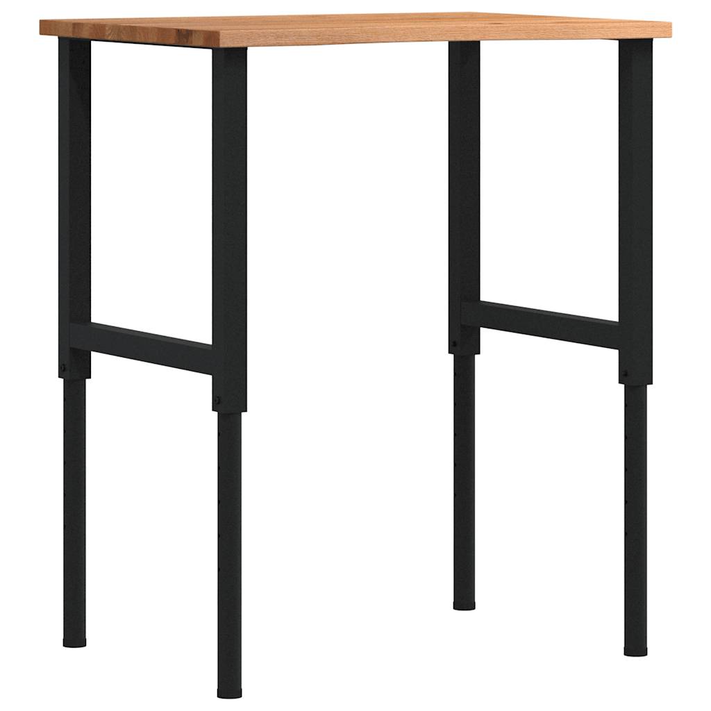 Πάγκος Εργασίας Ανοιχτό Καφέ 80x60x(71,5-98) cm Μασίφ Ξύλο Δρυς