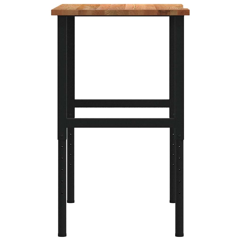 πάγκος εργασίας ανοιχτό καφέ 100x60x(71,5-98)cm μασίφ ξύλο δρυς - Pakobazaar