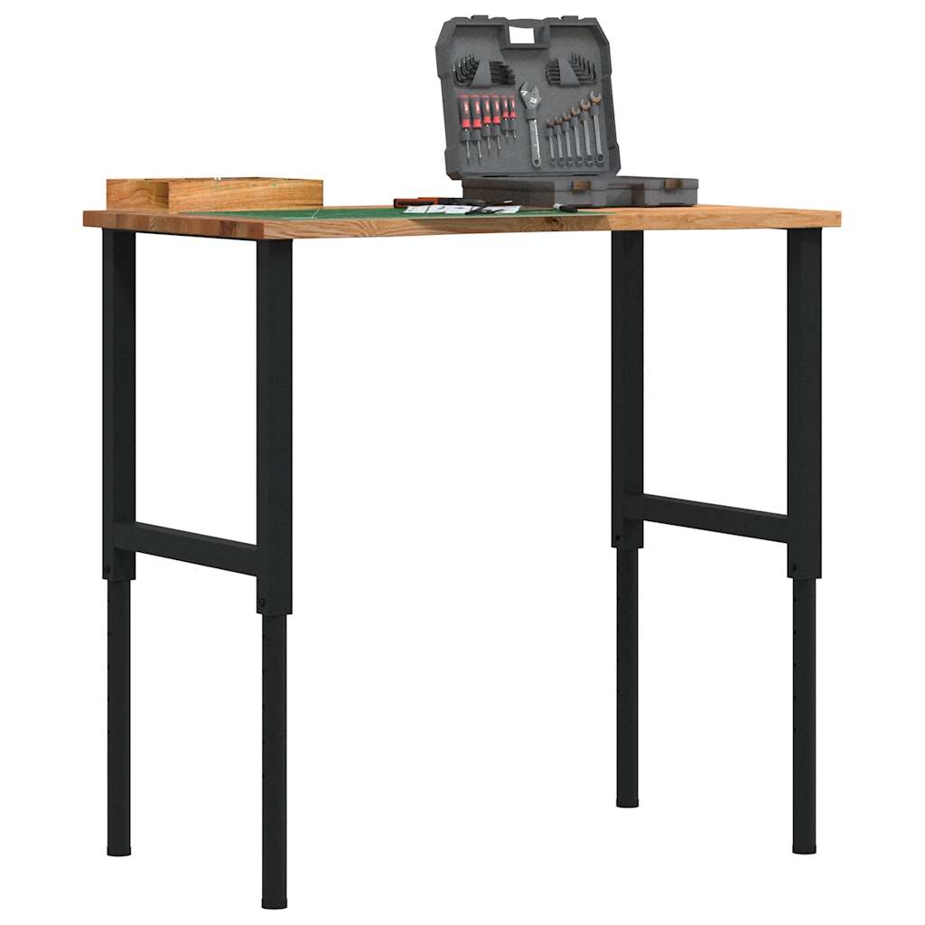 πάγκος εργασίας ανοιχτό καφέ 100x60x(71,5-98)cm μασίφ ξύλο δρυς - Pakobazaar