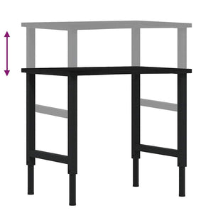 πάγκος εργασίας σκούρο καφέ 80x60x(71,5-98) cm μασίφ ξύλο δρυς