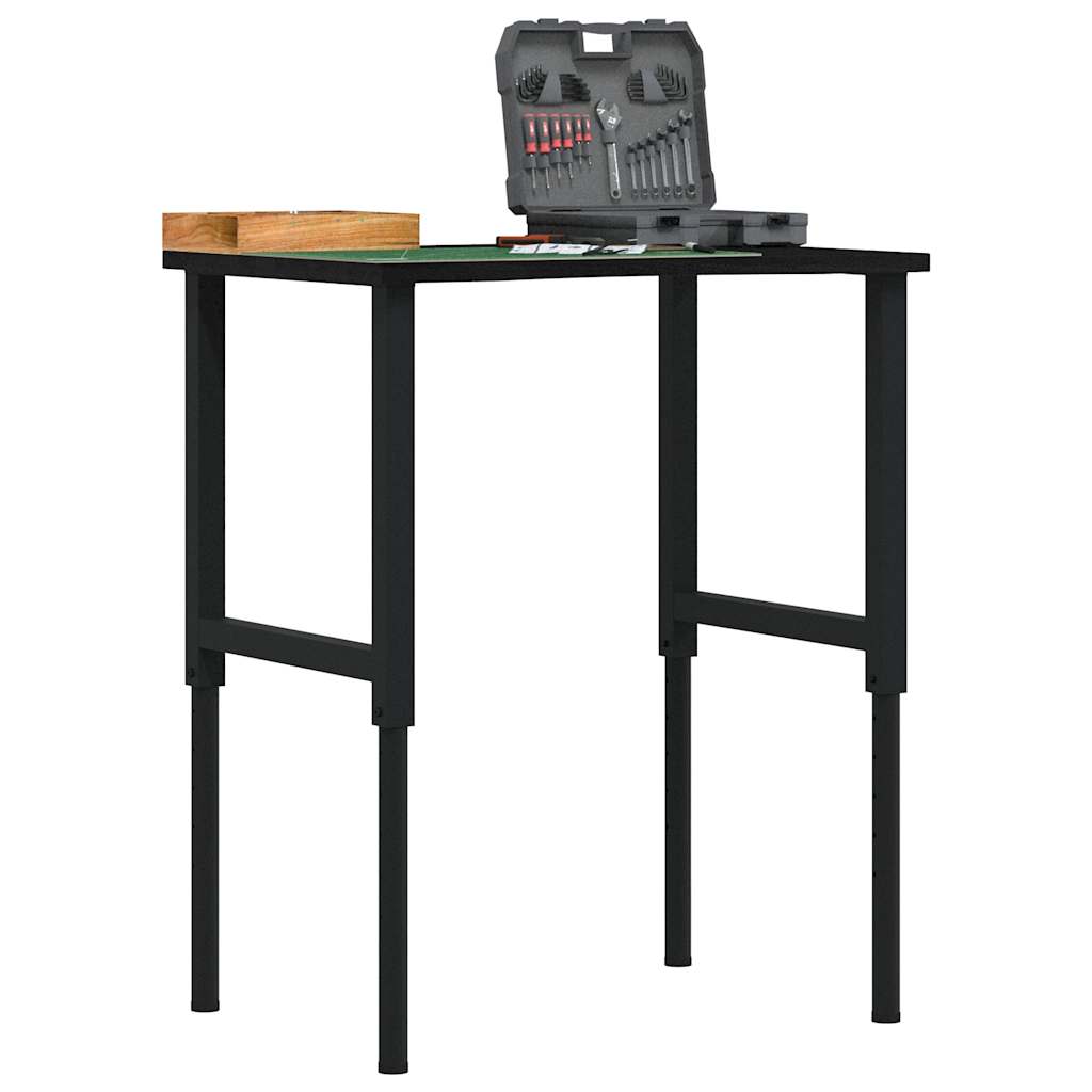 πάγκος εργασίας σκούρο καφέ 80x60x(71,5-98) cm μασίφ ξύλο δρυς
