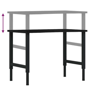 πάγκος εργασίας σκούρο καφέ 100x60x(71,5-98) cm μασίφ ξύλο δρυς