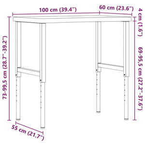 Πάγκος Εργασίας 100x(55-60)x(73-99,5) εκ. από Μασίφ Ξύλο Οξιάς