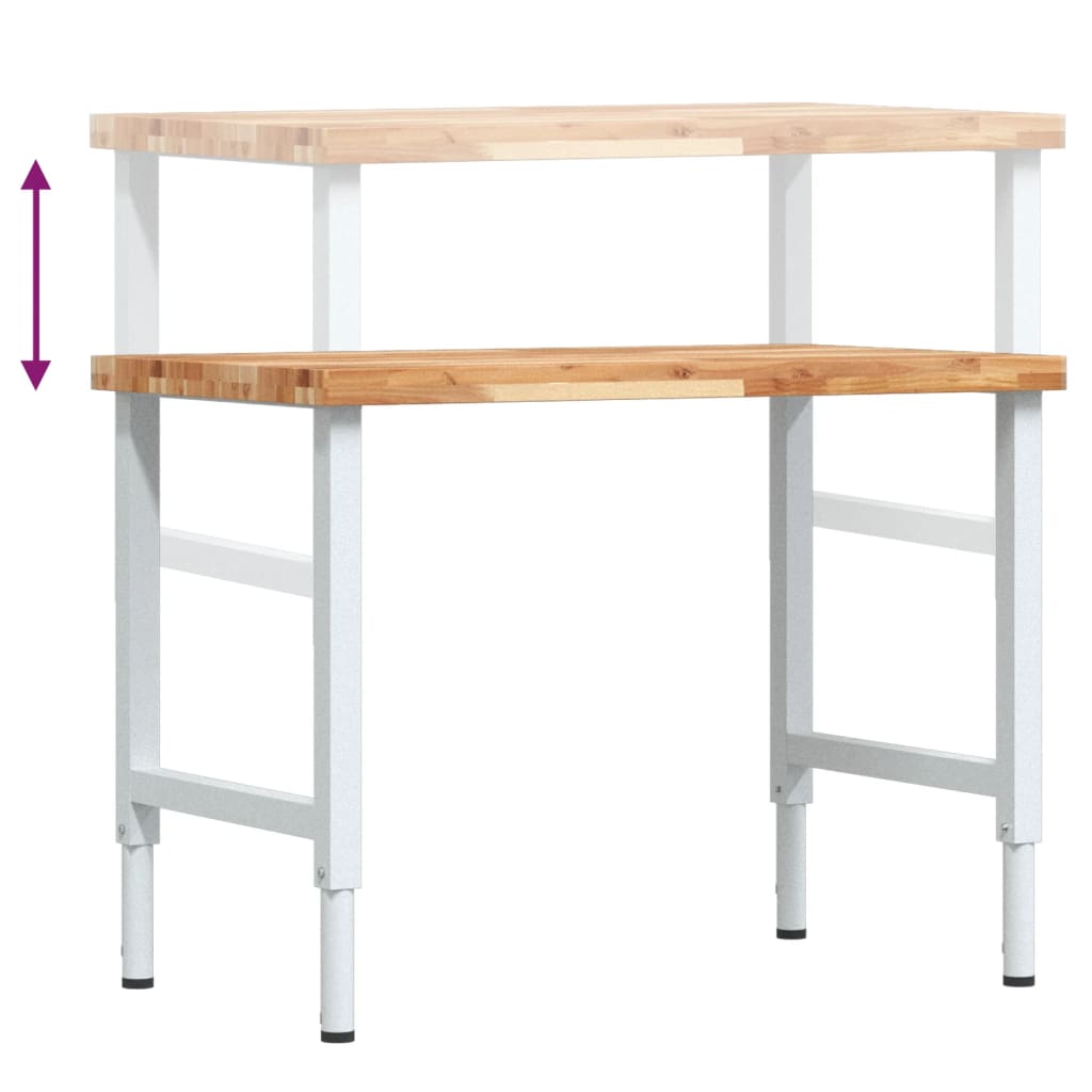 Πάγκος Εργασίας Ορθογώνιος100x60x(73-99,5)εκ Μασίφ Ξύλο Ακακίας