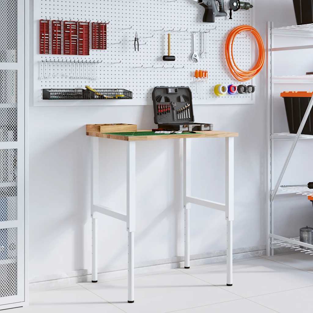 πάγκος εργασίας  80x60x(71,5-98) cm Μασίφ Ξύλο Δρυς - Pakobazaar