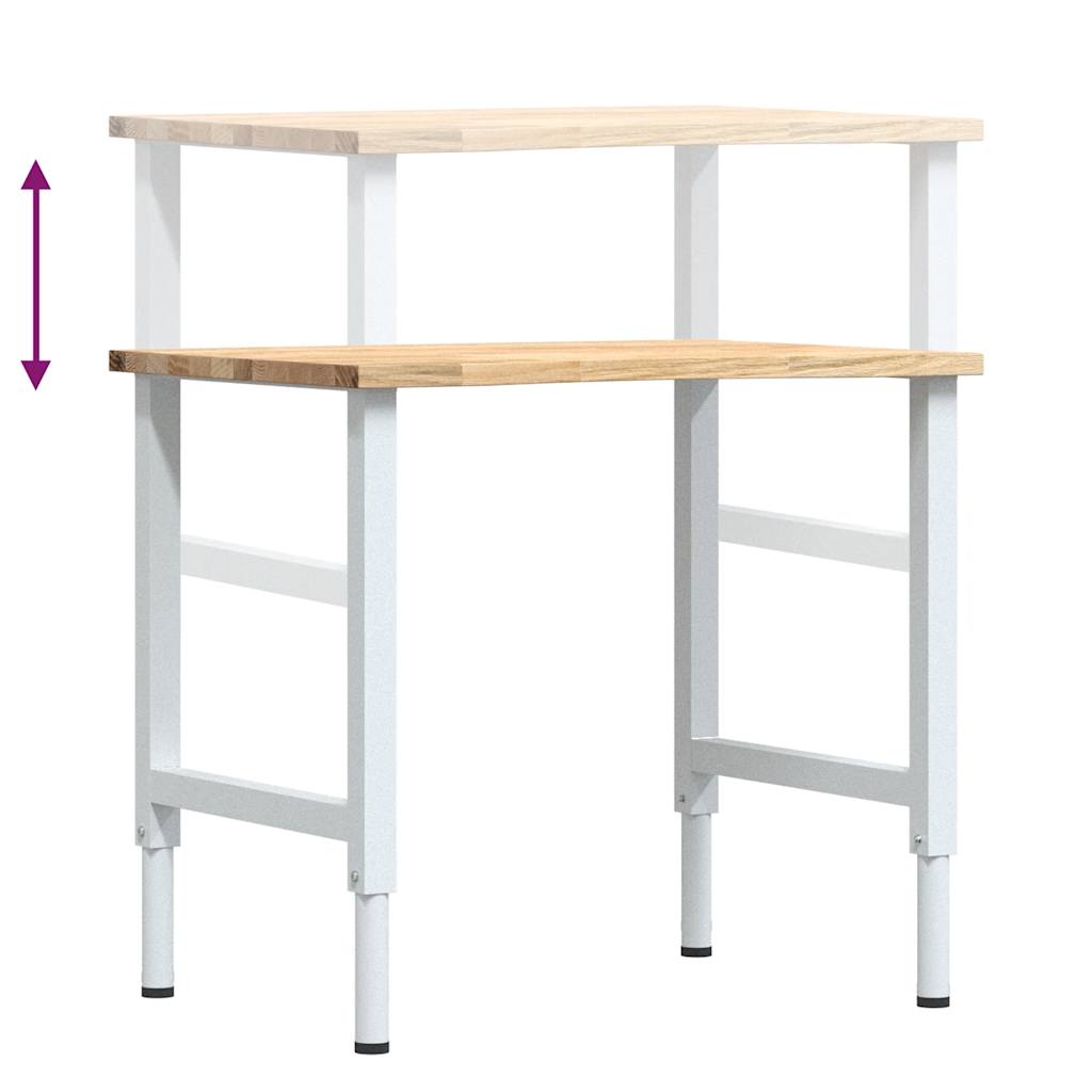 πάγκος εργασίας  80x60x(71,5-98) cm Μασίφ Ξύλο Δρυς - Pakobazaar