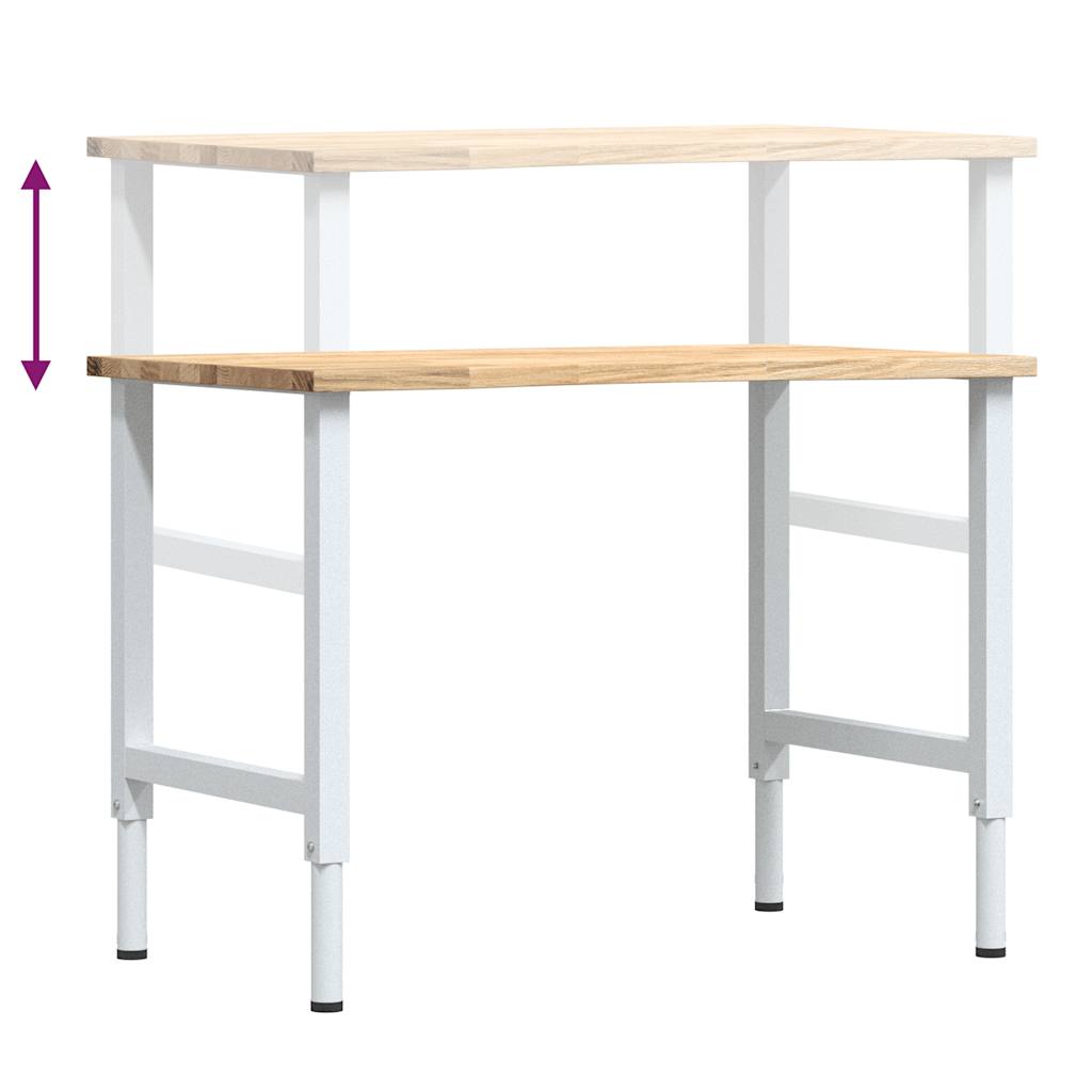 Πάγκος Εργασίας 100x60x(71,5-98) cm Μασίφ Ξύλο Δρυς