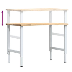Πάγκος Εργασίας 100x60x(71,5-98) cm Μασίφ Ξύλο Δρυς