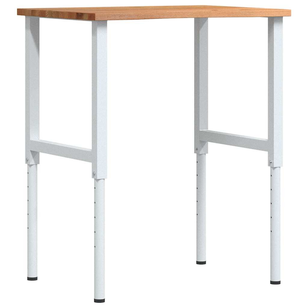 Πάγκος Εργασίας Ανοιχτό Καφέ 80x60x(71,5-98) cm Μασίφ Ξύλο Δρυς