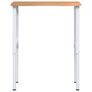 Πάγκος Εργασίας Ανοιχτό Καφέ 80x60x(71,5-98) cm Μασίφ Ξύλο Δρυς