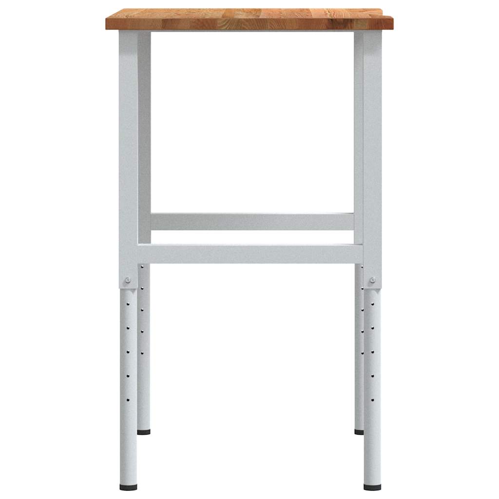 Πάγκος Εργασίας Ανοιχτό Καφέ 80x60x(71,5-98) cm Μασίφ Ξύλο Δρυς