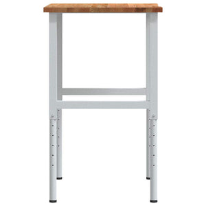 Πάγκος Εργασίας Ανοιχτό Καφέ 80x60x(71,5-98) cm Μασίφ Ξύλο Δρυς