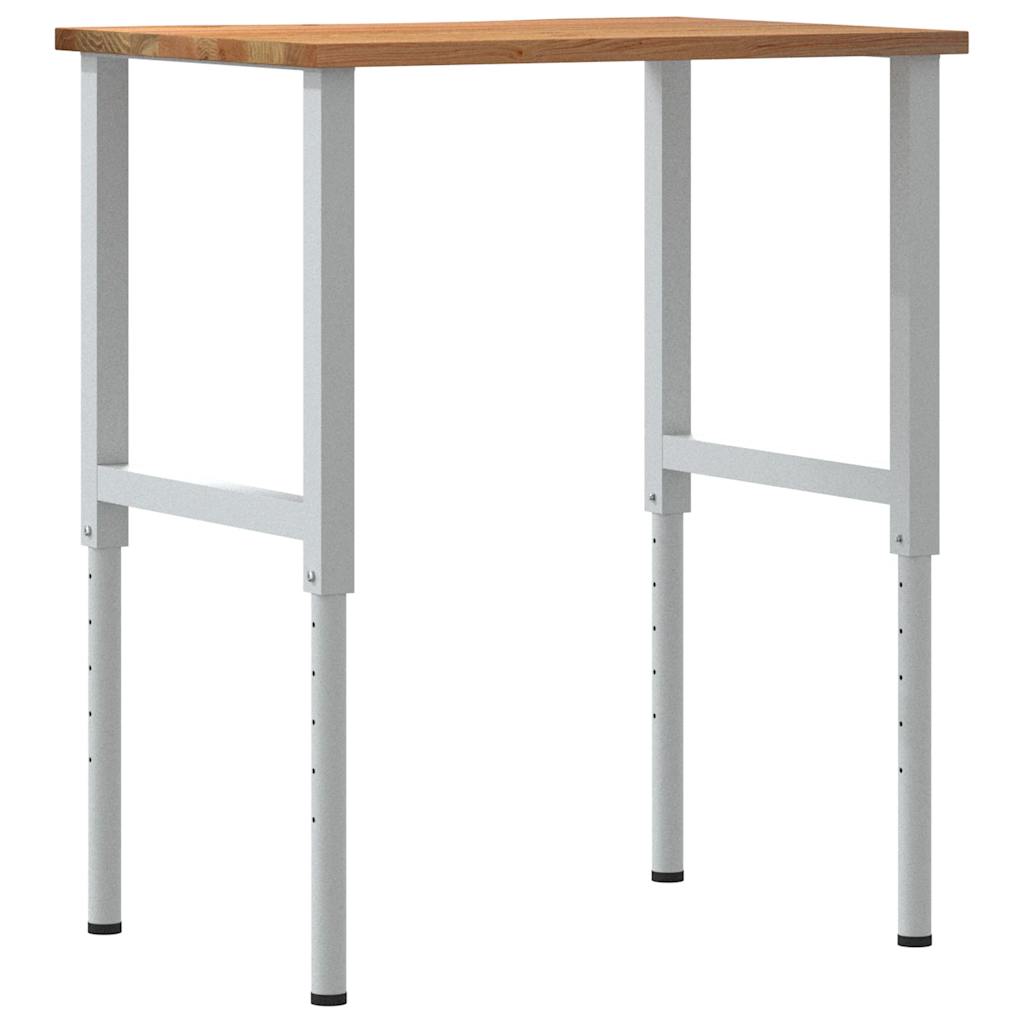 Πάγκος Εργασίας Ανοιχτό Καφέ 80x60x(71,5-98) cm Μασίφ Ξύλο Δρυς