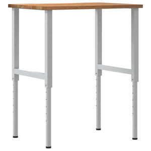 Πάγκος Εργασίας Ανοιχτό Καφέ 80x60x(71,5-98) cm Μασίφ Ξύλο Δρυς