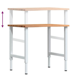 Πάγκος Εργασίας Ανοιχτό Καφέ 80x60x(71,5-98) cm Μασίφ Ξύλο Δρυς