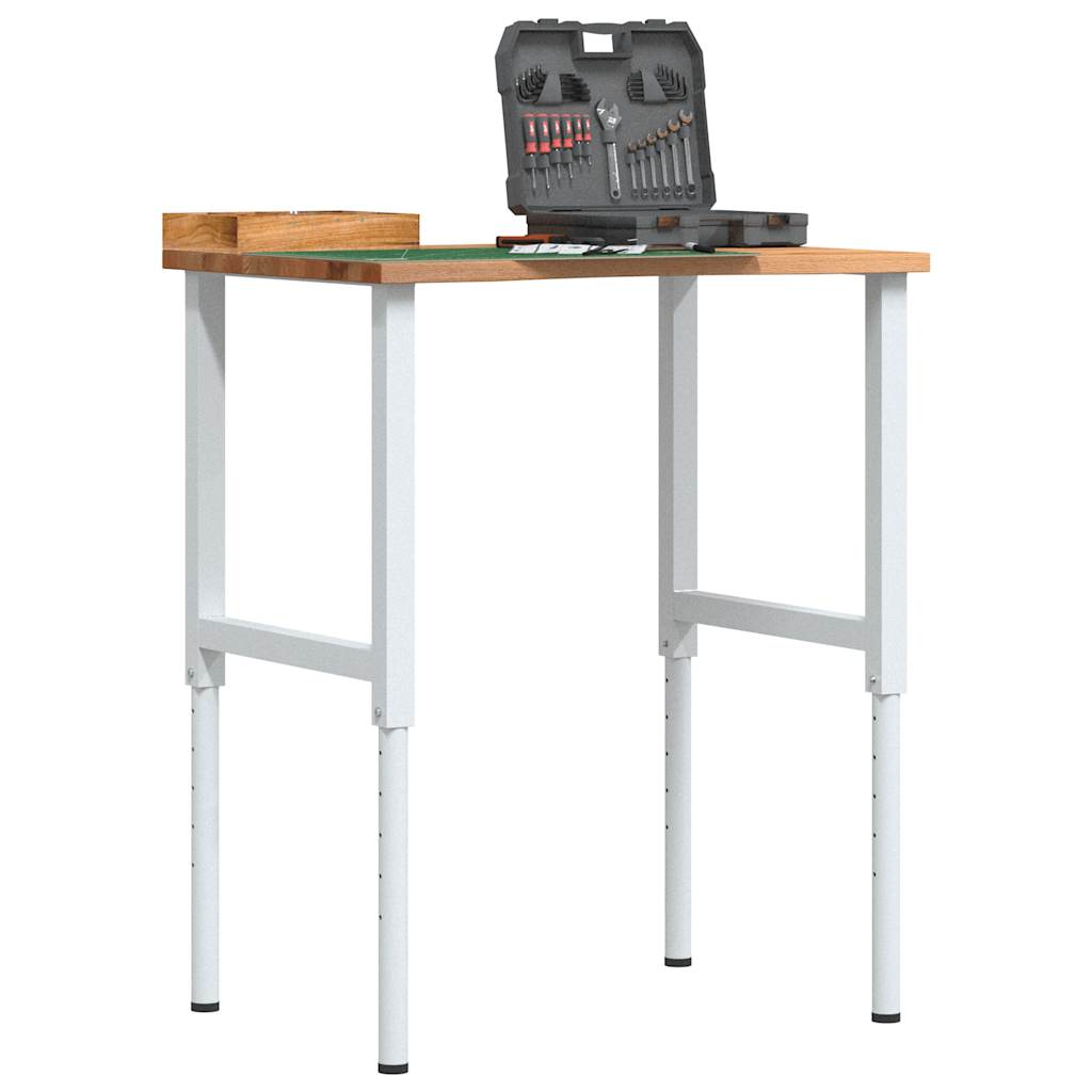 Πάγκος Εργασίας Ανοιχτό Καφέ 80x60x(71,5-98) cm Μασίφ Ξύλο Δρυς