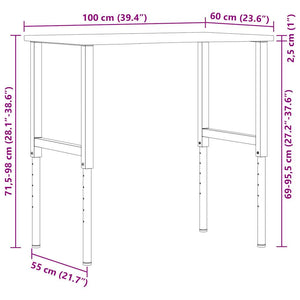 πάγκος εργασίας ανοιχτό καφέ 100x60x(71,5-98)cm μασίφ ξύλο δρυς