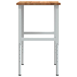 πάγκος εργασίας ανοιχτό καφέ 100x60x(71,5-98)cm μασίφ ξύλο δρυς