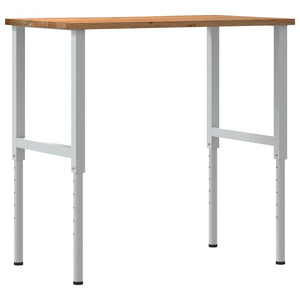 πάγκος εργασίας ανοιχτό καφέ 100x60x(71,5-98)cm μασίφ ξύλο δρυς