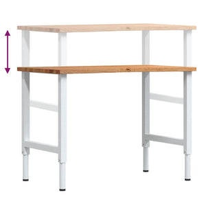 πάγκος εργασίας ανοιχτό καφέ 100x60x(71,5-98)cm μασίφ ξύλο δρυς