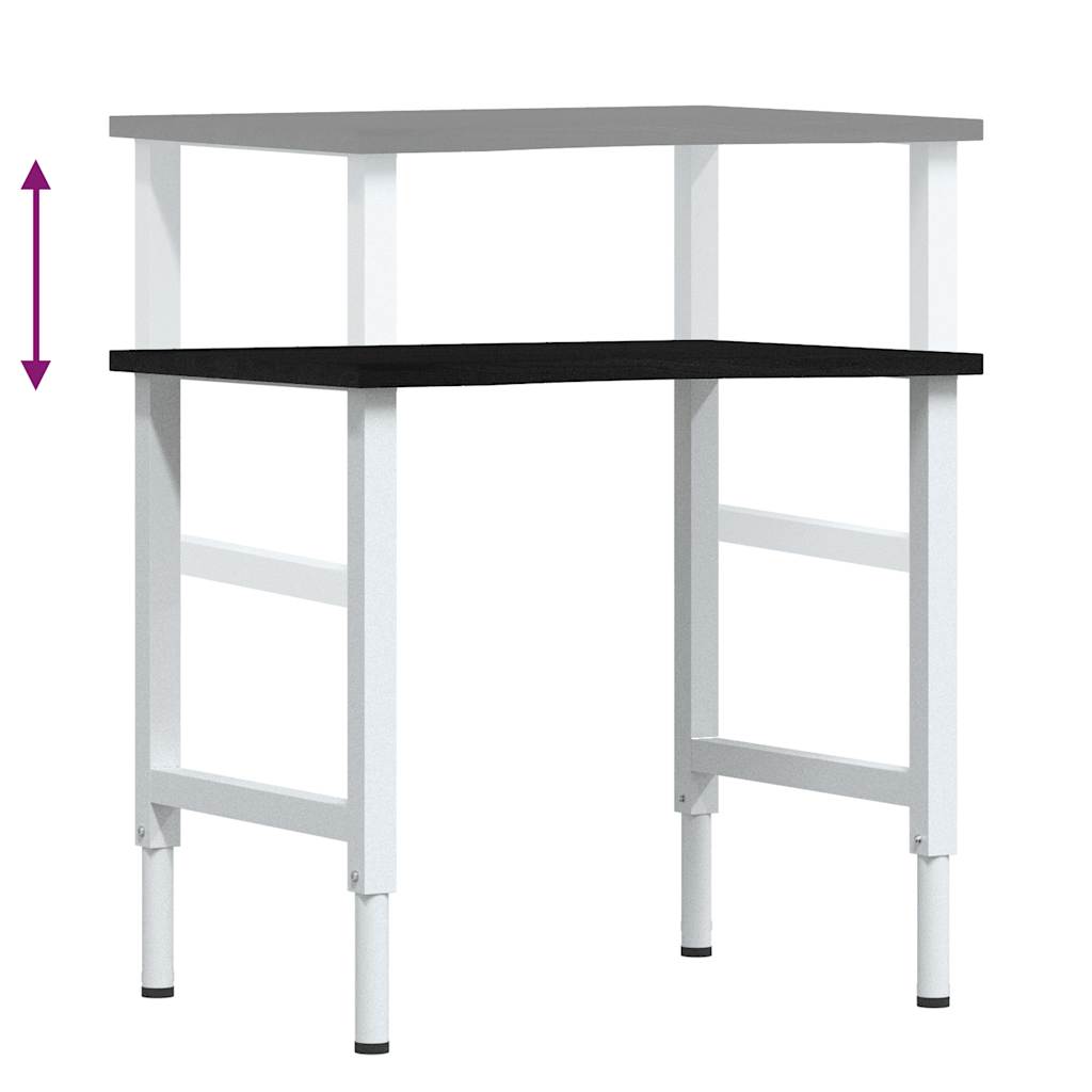 πάγκος εργασίας σκούρο καφέ 80x60x(71,5-98) cm μασίφ ξύλο δρυς