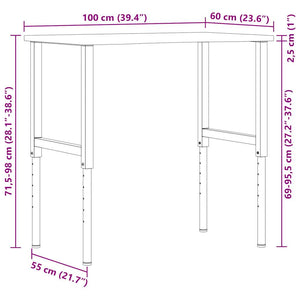 πάγκος εργασίας σκούρο καφέ 100x60x(71,5-98) cm μασίφ ξύλο δρυς - Pakobazaar