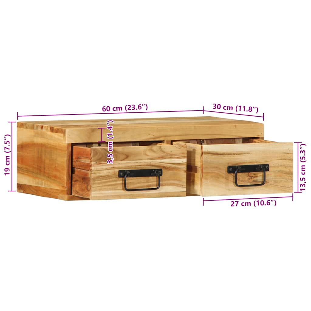 Επίτοιχο ντουλάπι τηλεόρασης 60x30x19 cm Μασίφ ξύλο ακακίας