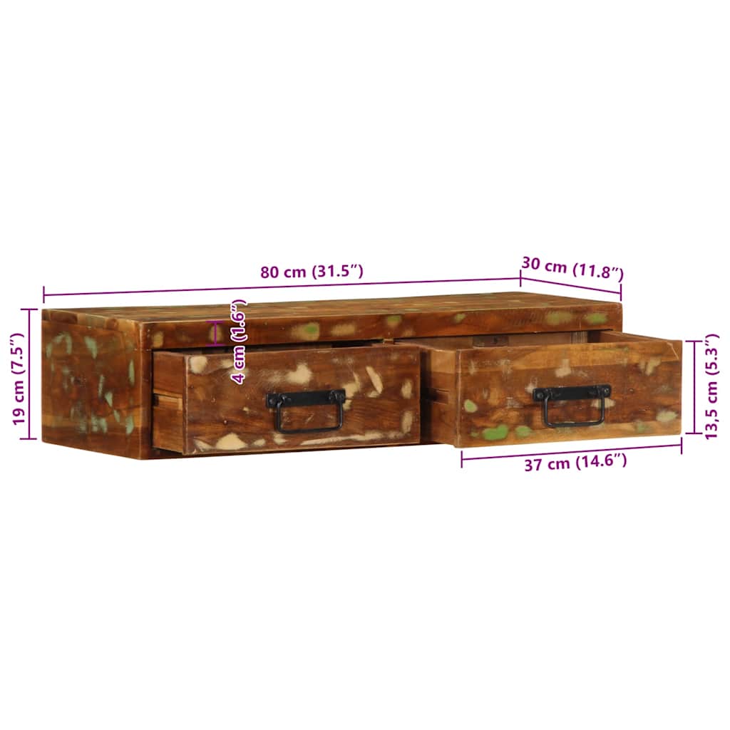 Επίτοιχο ντουλάπι τηλεόρασης 80x30x19cm Ξύλο μασίφ αναγεννημένο