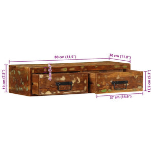 Επίτοιχο ντουλάπι τηλεόρασης 80x30x19cm Ξύλο μασίφ αναγεννημένο