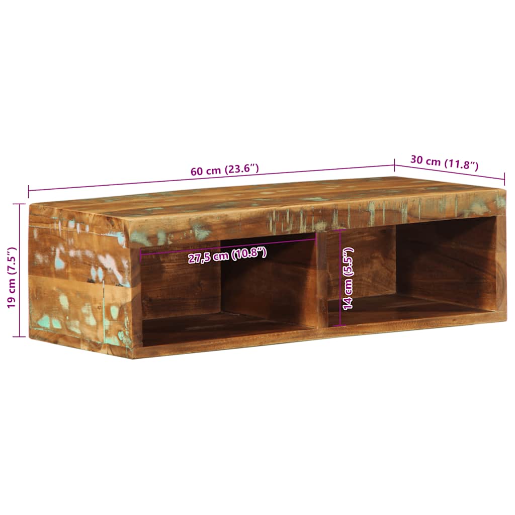Επίτοιχο ντουλάπι τηλεόρασης 60x30x19cm Ξύλο μασίφ αναγεννημένο