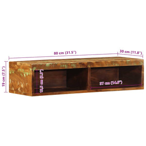 Επίτοιχο ντουλάπι τηλεόρασης 80x30x19cm Ξύλο μασίφ αναγεννημένο