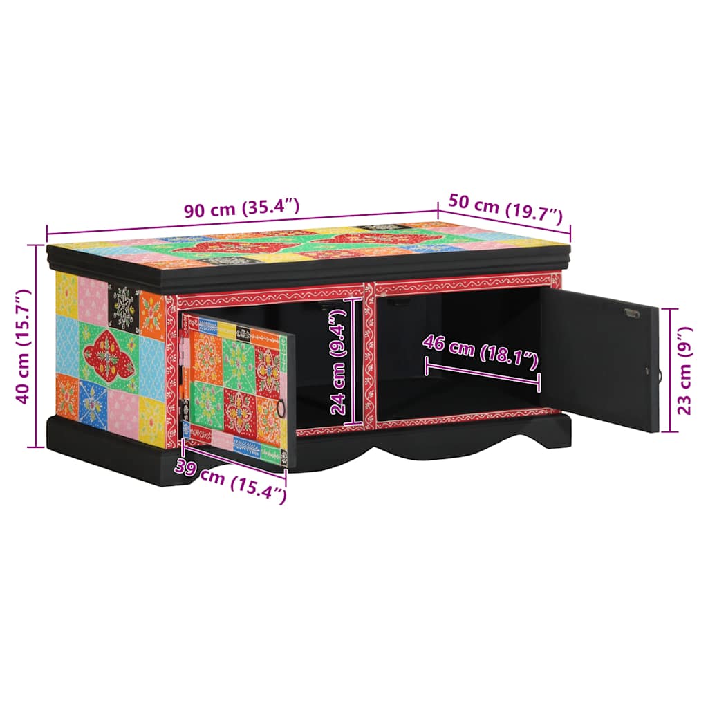 Τραπεζάκι σαλονιού πολύχρωμο 90x50x40 cm μασίφ ξύλο Mango - Pakobazaar