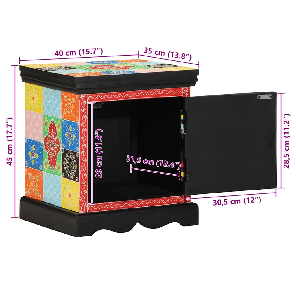 Κομοδίνο Πολύχρωμο 40x35x45 cm από μασίφ ξύλο Mango