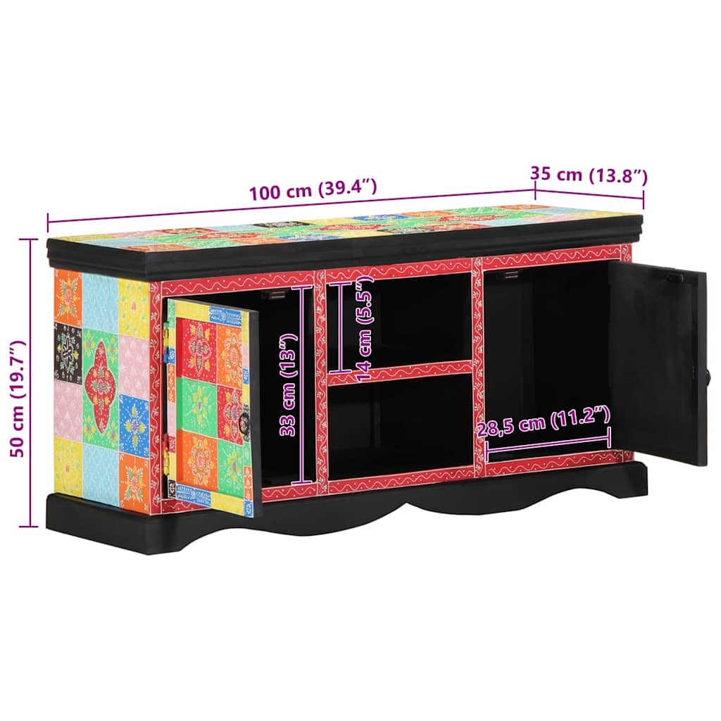 Ντουλάπι TV Πολύχρωμο 100 x 35 x 50 εκ Στερεό ξύλο μάνγκο - Pakobazaar