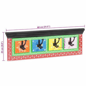 Κρεμάστρα Μαύρο 80 x 25 x 2 cm Στερεό ξύλο μάνγκο - Pakobazaar