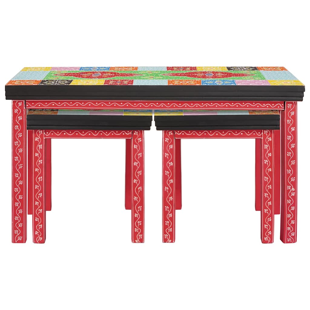 End Table 2 pcs Πολύχρωμο Στερεό Ξύλο Μάνγκο και Μηχανικά Ξύλα