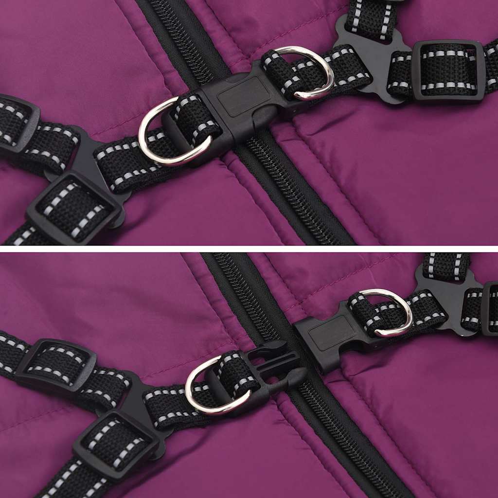 παλτό σκύλου με ιμάντα αδιάβροχο αντανακλαστικό μοβ L52 - Pakobazaar