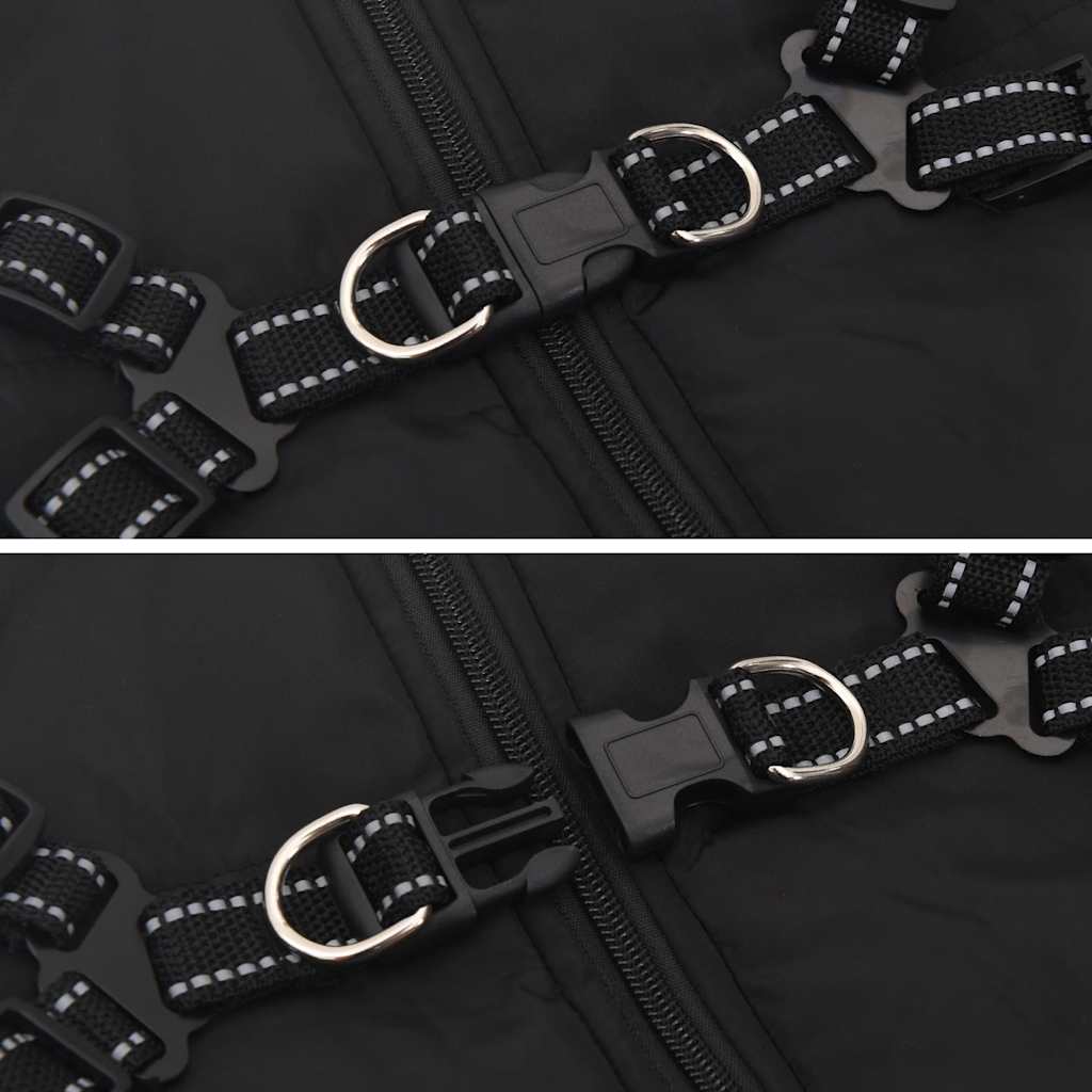 παλτό σκύλου με ιμάντα αδιάβροχο αντανακλαστικό μαύρο L52