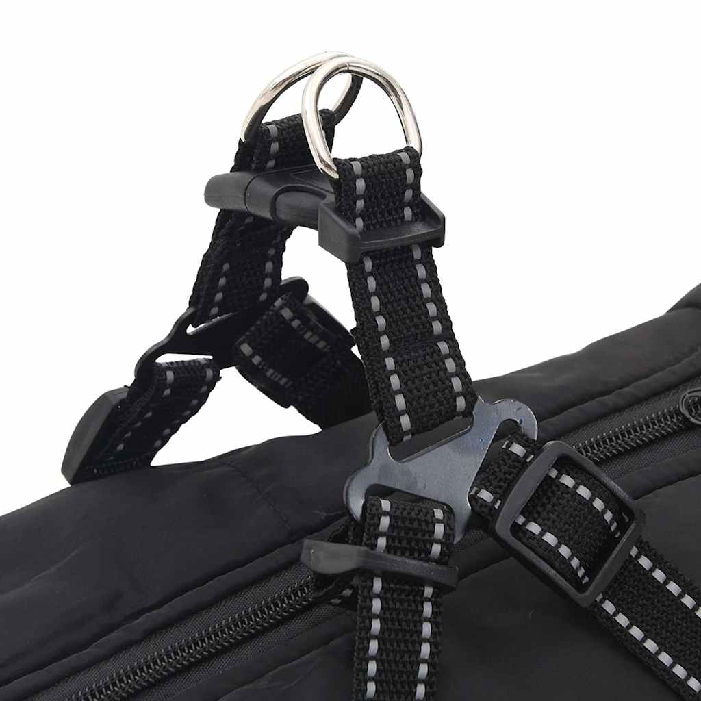 παλτό σκύλου με ιμάντα αδιάβροχο αντανακλαστικό μαύρο L52