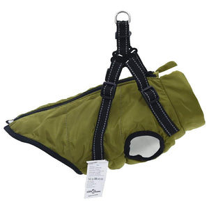 παλτό σκύλου με ιμάντα Αδιάβροχο αντανακλαστικό πράσινο L40
