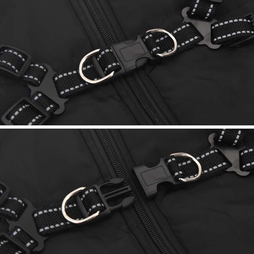 παλτό σκύλου με ιμάντα αδιάβροχο αντανακλαστικό μαύρο L44