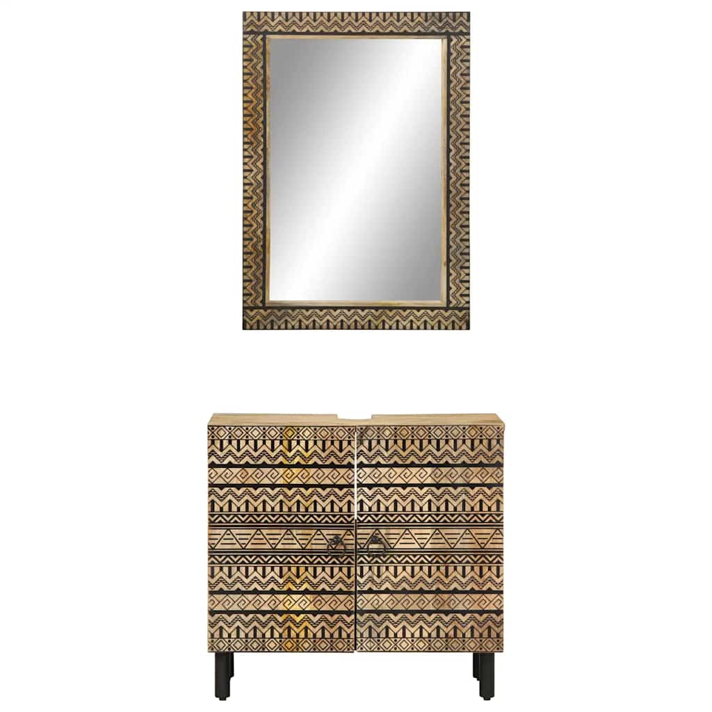 Έπιπλα Μπάνιου Σετ 2 Τεμαχίων από Μασίφ Ξύλο Μάνγκο