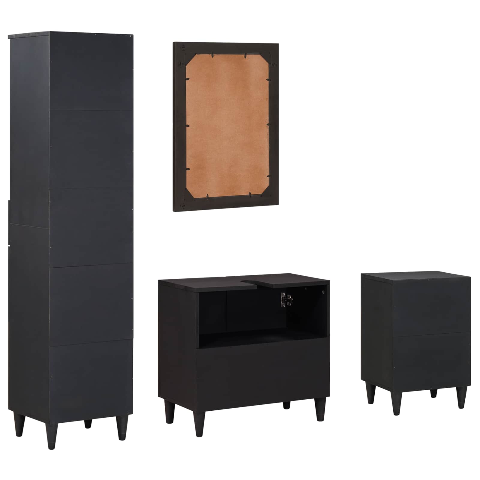 Σετ Ντουλαπιών Μπάνιου με συρτάρι 4 pcs Στερεό ξύλο μάνγκο