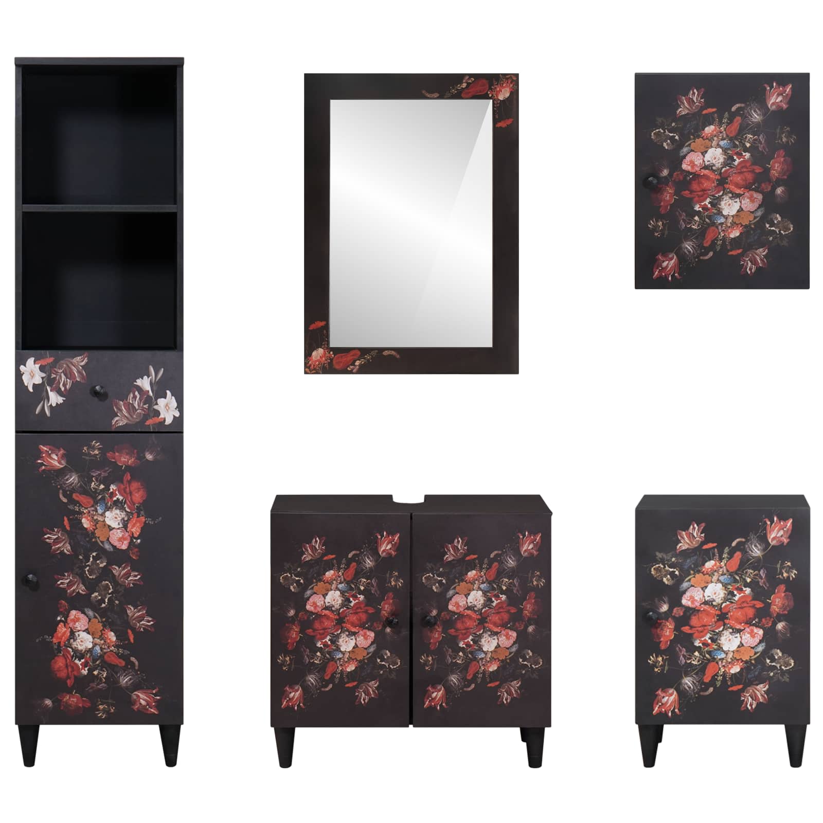 Σετ Ντουλαπιών Μπάνιου με συρτάρι 5 pcs Στερεό ξύλο μάνγκο