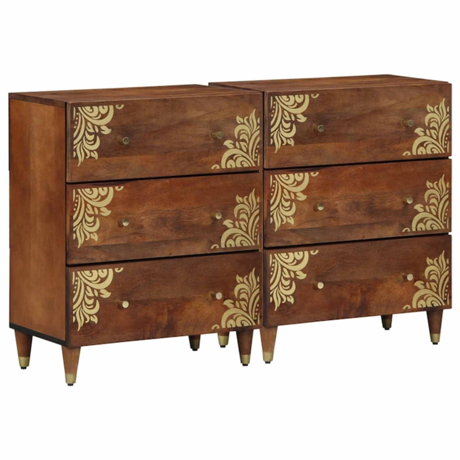 Πλαϊνό γραφείο με συρτάρι 2 pcs καφέ μελί 60 x 33 x 75 cm - Pakobazaar