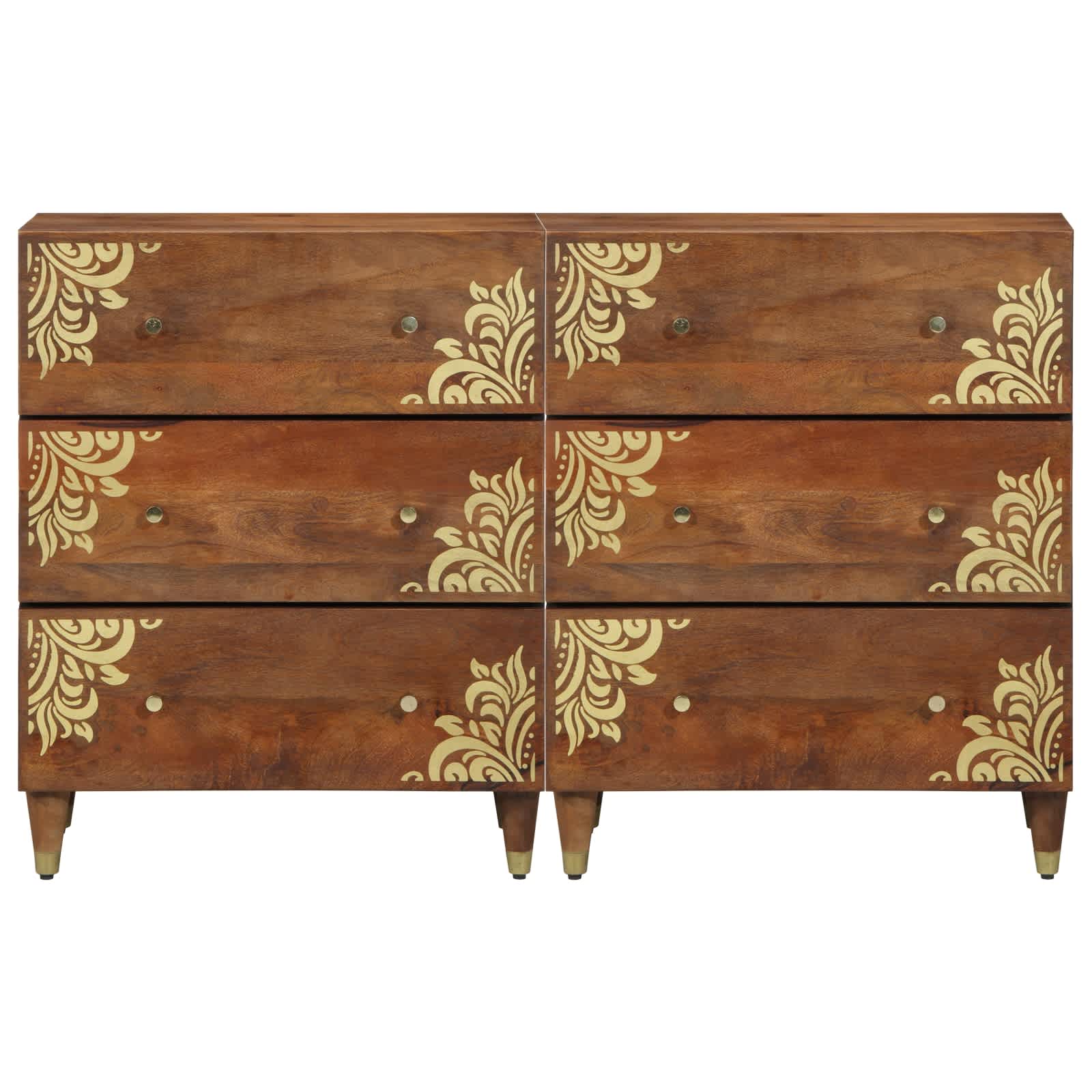 Πλαϊνό γραφείο με συρτάρι 2 pcs καφέ μελί 60 x 33 x 75 cm - Pakobazaar