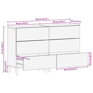 Πλαϊνό γραφείο με συρτάρι 2 pcs καφέ μελί 60 x 33 x 75 cm - Pakobazaar