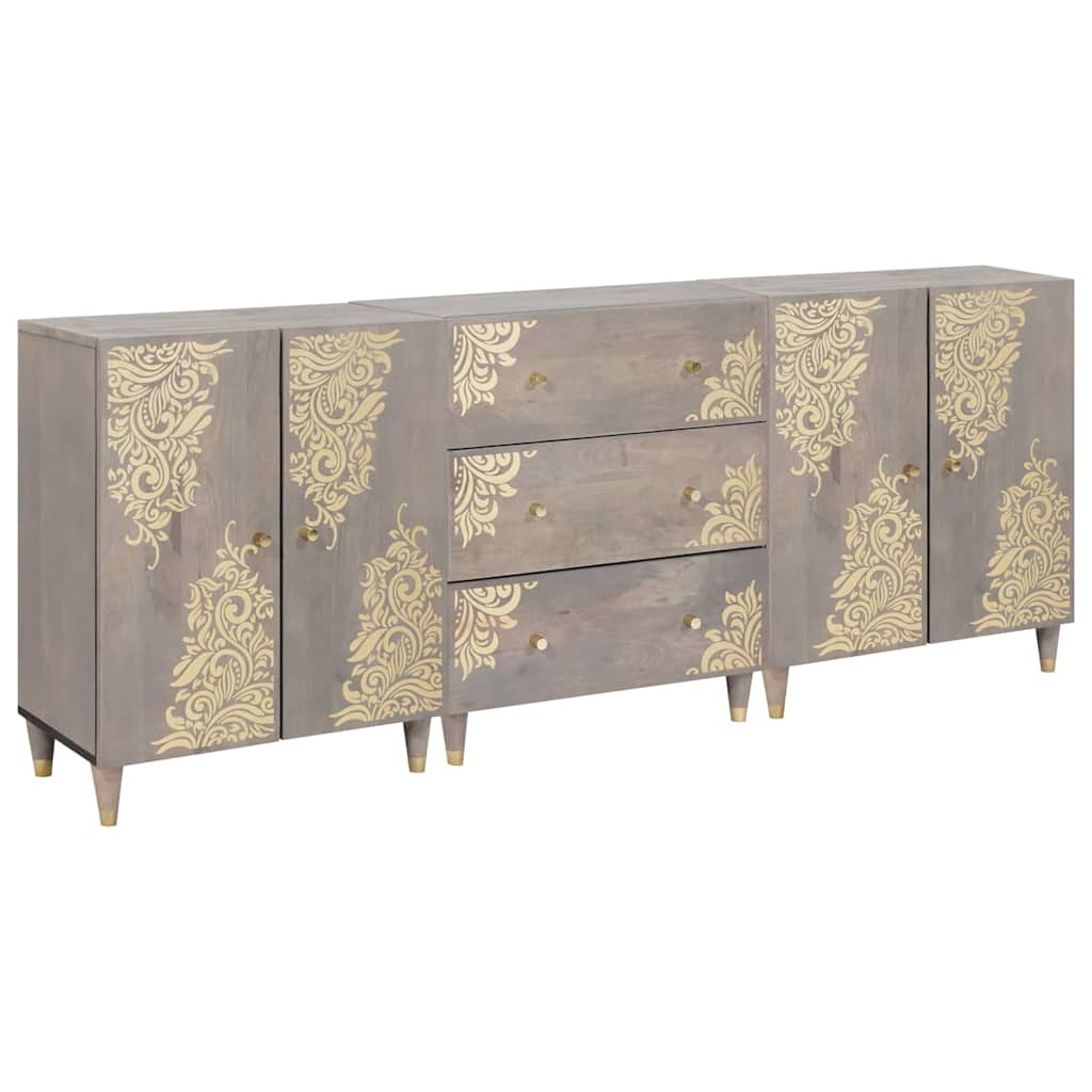 Σετ Ντουλαπιών Μπάνιου 3 pcs Γκρι και Χρυσό 180 x 33 x 75 εκ.