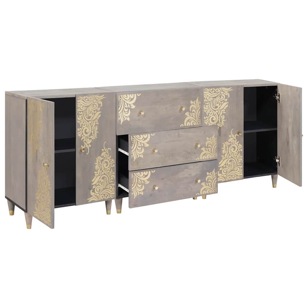 Σετ Ντουλαπιών Μπάνιου 3 pcs Γκρι και Χρυσό 180 x 33 x 75 εκ.