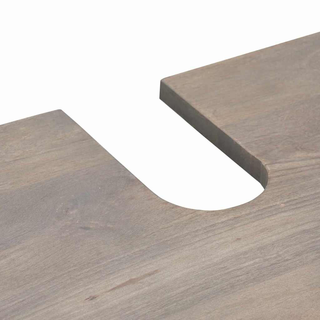 Σετ Ντουλαπιών Μπάνιου Επιτοίχιο 2 pcs Γκρι Στερεό ξύλο μάνγκο